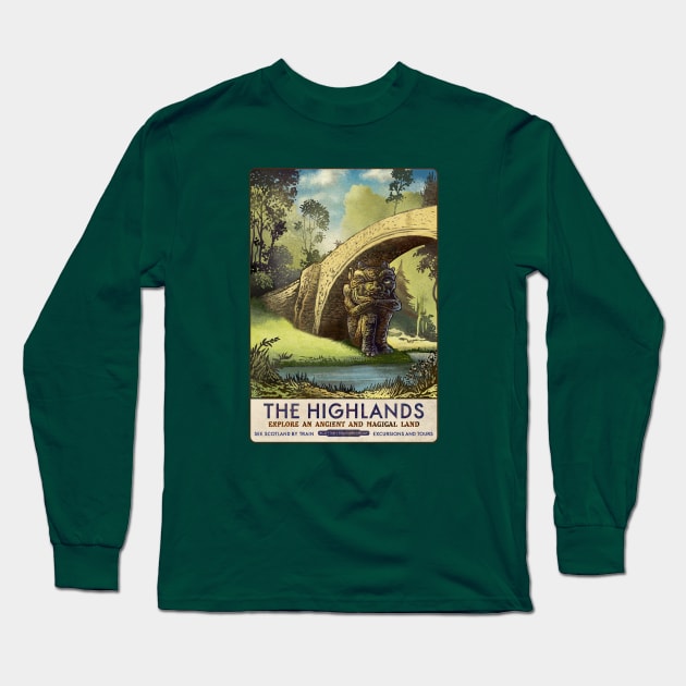 Highlands Troll Travel Poster Long Sleeve T-Shirt by ChetArt